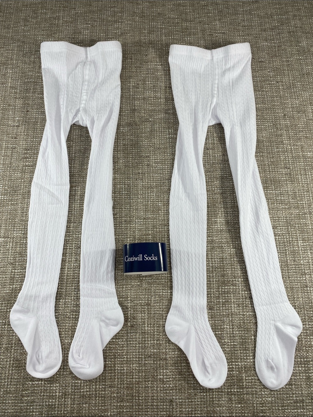 Coziwill Kids White Ribbed Tights - Pair